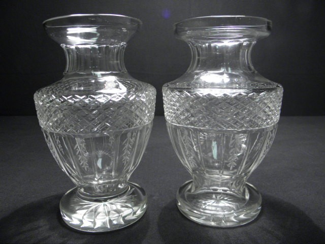 Pair of Irish cut glass vases.