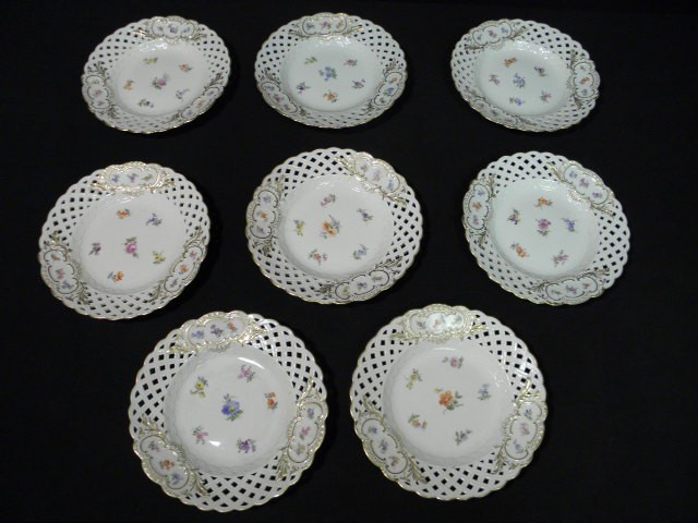 Eight Meissen German reticulated 16d1d2