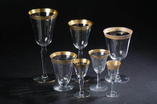 62-PIECE ASSEMBLED GILT-DECORATED CRYSTAL