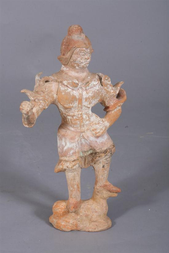 CHINESE POTTERY FIGURE OF A WARRIOR