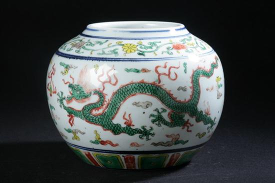 CHINESE WUCAI PORCELAIN DRAGON JAR Wanli