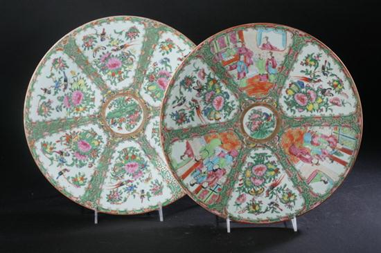 TWO CHINESE ROSE MEDALLION CHARGERS.