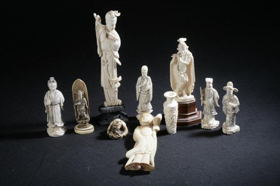 EIGHT CHINESE IVORY CARVINGS Seven 16d652