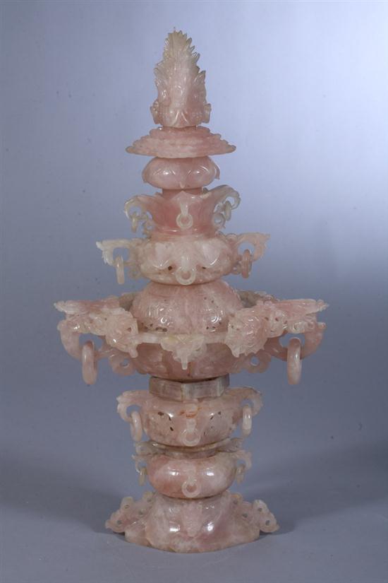 LARGE CHINESE ROSE QUARTZ CENSER  16d66d