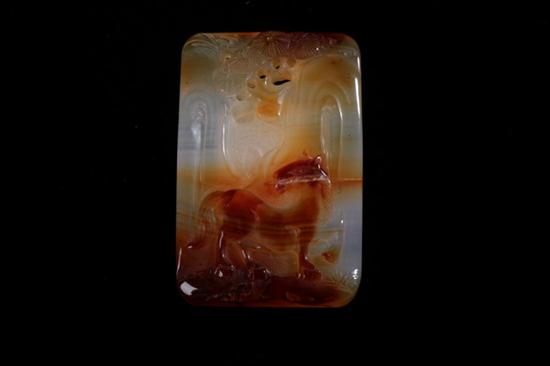 CHINESE AGATE PENDANT. Carved to