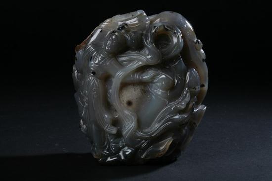 CHINESE AGATE FIGURAL CARVING.