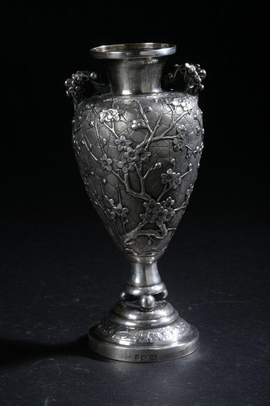 CHINESE SILVER VASE. Late 19th/early