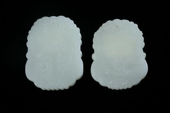 TWO CHINESE CELADON JADE PENDANTS  16d6b5