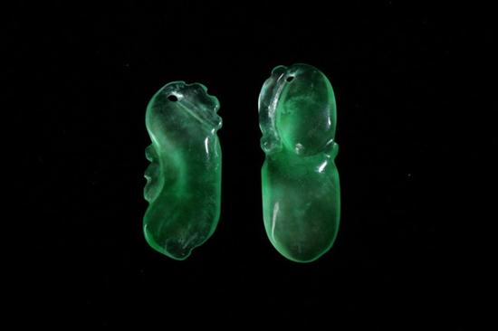 TWO CHINESE APPLE GREEN JADEITE