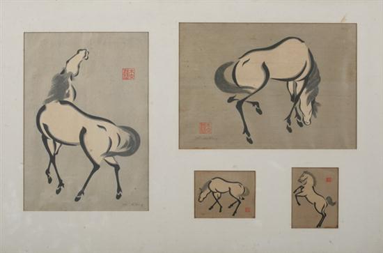 JAPANESE SCHOOL HORSES Four woodcut 16d701