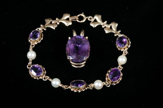 TWO ITEMS 14K YELLOW GOLD AND AMETHYST 16d71a