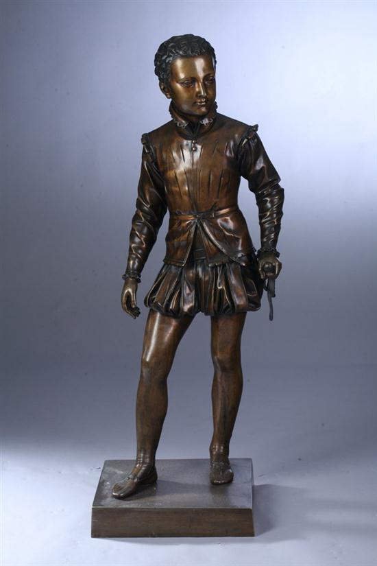LARGE FRENCH BRONZE FIGURE OF NOBLEMAN