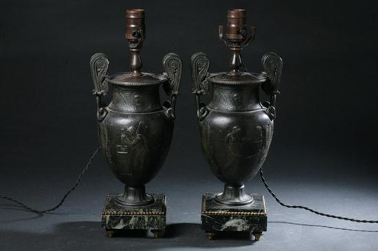 PAIR FRENCH EMPIRE-STYLE PATINATED