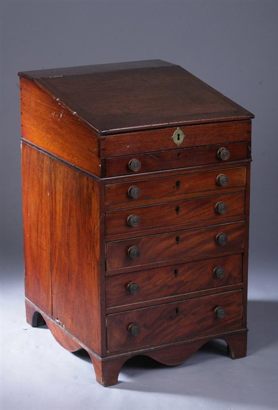 ENGLISH MAHOGANY DAVENPORT DESK.