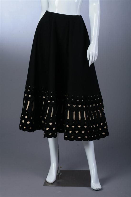 VINTAGE BLACK WOOL CIRCLE SKIRT 1950s.