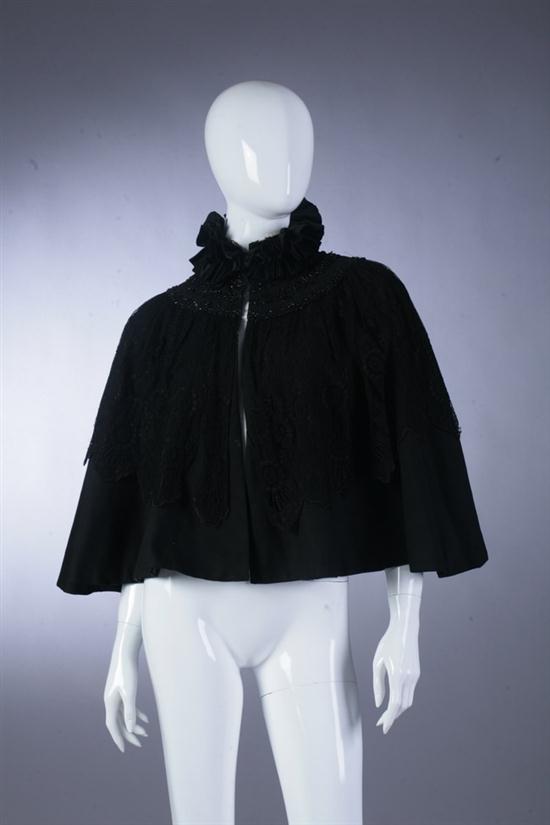 VICTORIAN BLACK MOURNING CAPE late 16d820