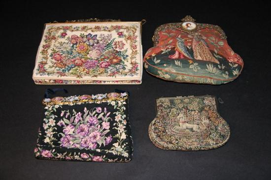 FOUR PETIT POINT PURSES. Including