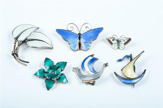 SIX NORWEGIAN ENAMELLED STERLING