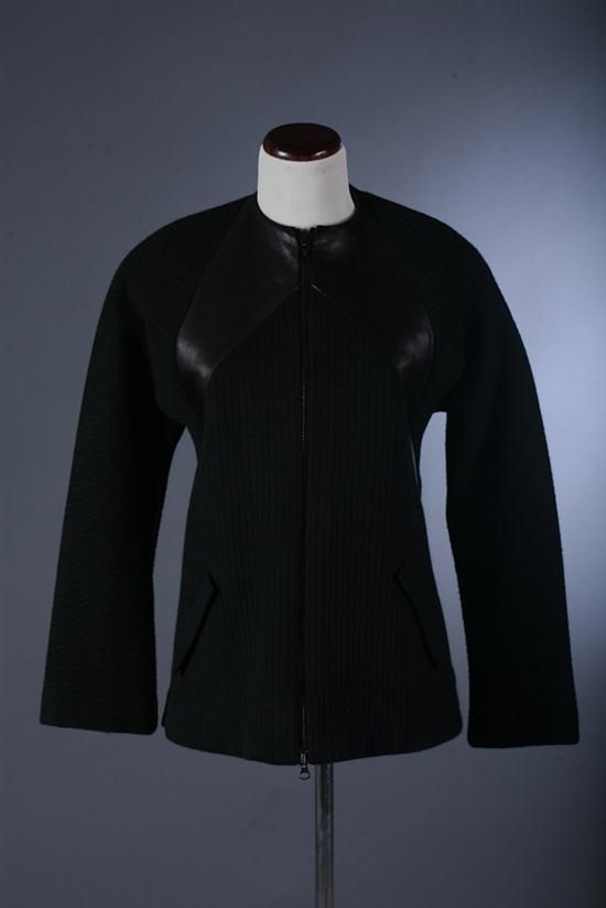 GEOFFREY BEENE BLACK WOOL AND LEATHER