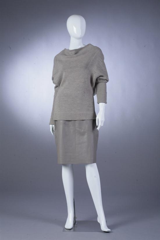 MAX AZARIA TAUPE WOOL SWEATER AND MOCHA