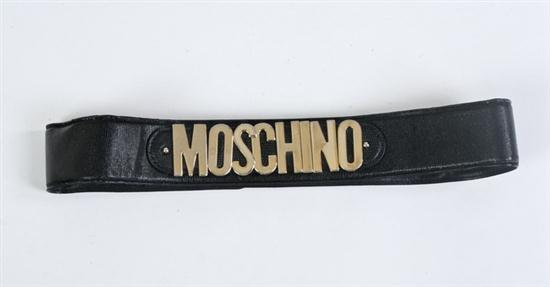 MOSCHINO BLACK LEATHER BELT. With