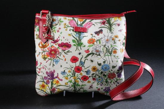 GUCCI FLORAL PRINT CANVAS HANDBAG  16d8ee