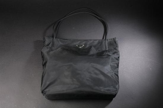 PRADA BLACK NYLON HANDBAG. Single