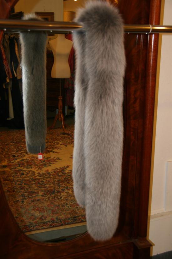 GREY FOX FUR SCARF. - 59 in. long.