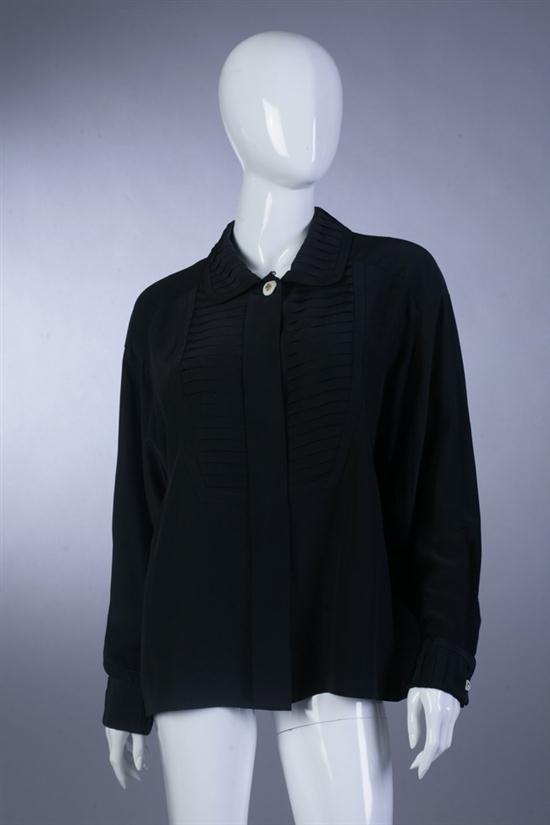 CHANEL BLACK BLOUSE late 1980s  16d948