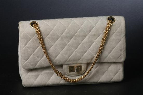 CHANEL BEIGE QUILTED FABRIC FOLD-OVER