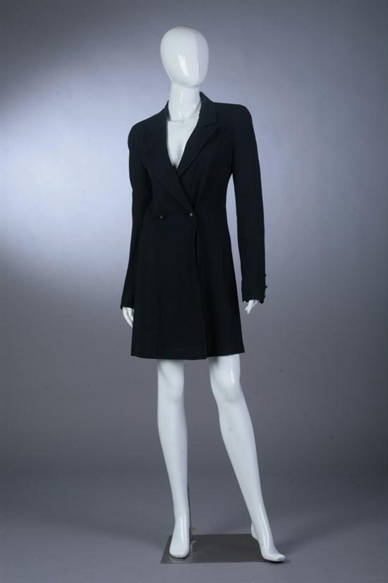 CHANEL NAVY PIQUE COAT early 1990s.