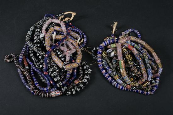18 STRANDS AFRICAN GLASS BEADS.