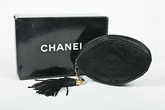 CHANEL BLACK QUILTED SATIN EVENING 16da7a