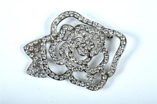 CHANEL RHINESTONE CAMELLIA BROOCH 16da9b