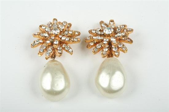 PAIR CHANEL FAUX BAROQUE PEARL