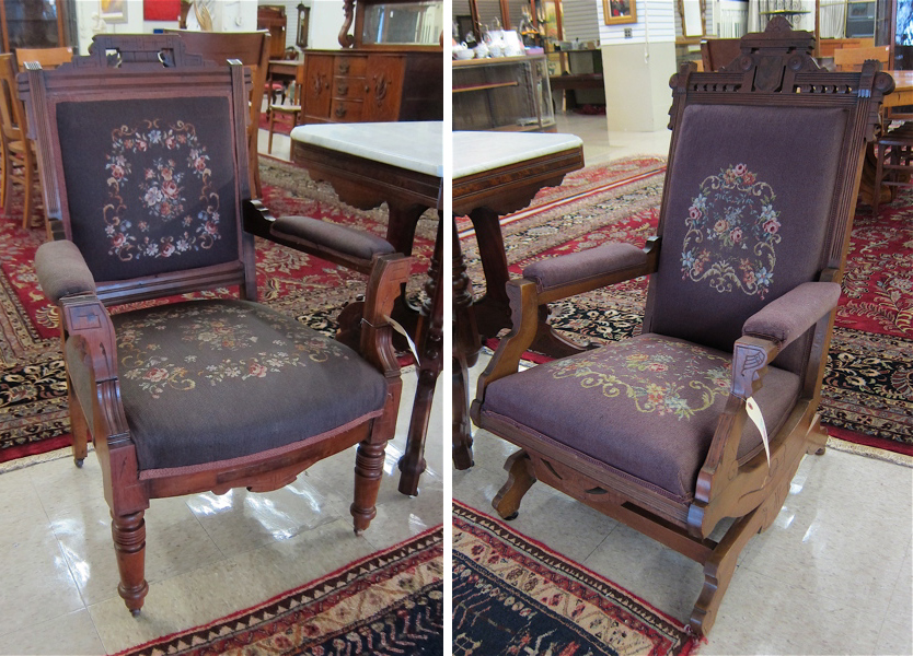 VICTORIAN ARMCHAIR AND PLATFORM ROCKER