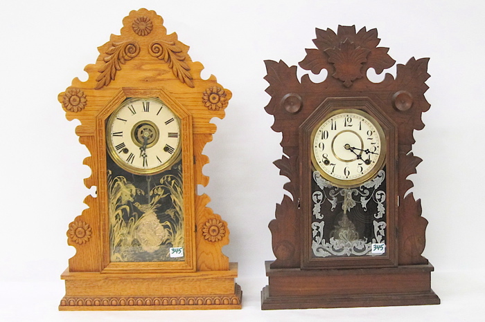 TWO VICTORIAN GILBERT KITCHEN CLOCKS 16dc12