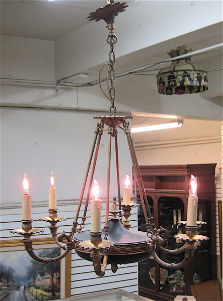 EMPIRE STYLE SIX-LIGHT CHANDELIER.