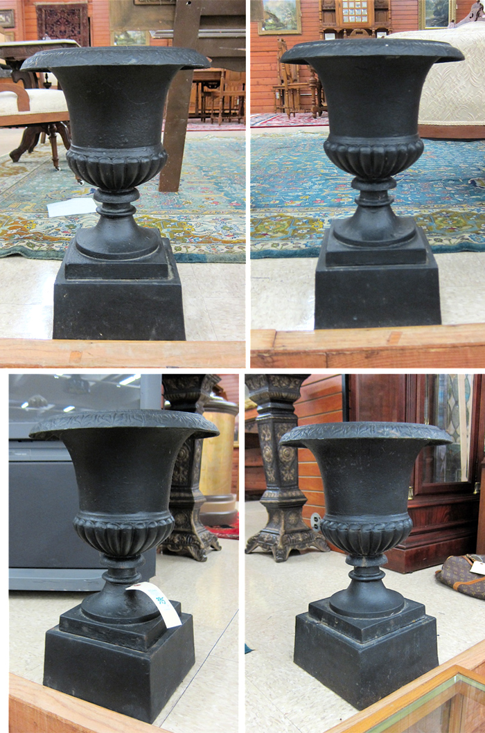 A SET OF FOUR CAST IRON GARDEN