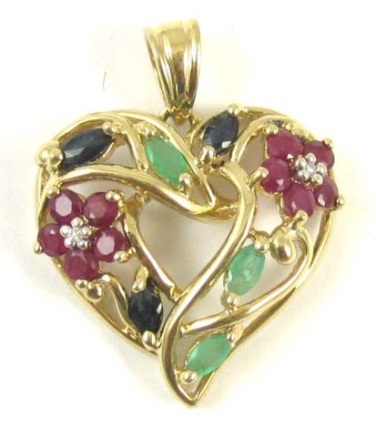 EMERALD RUBY AND SAPPHIRE PENDANT 16dc52