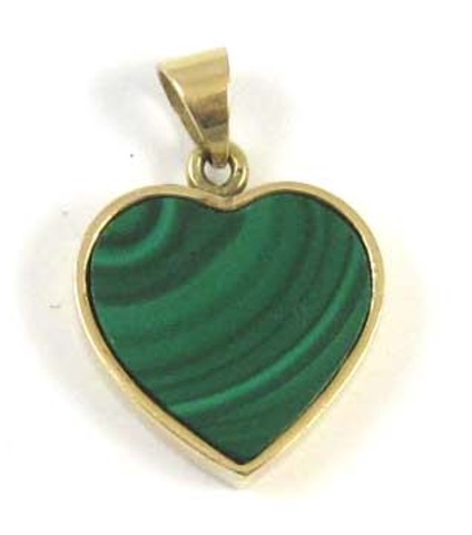 MALACHITE AND YELLOW GOLD PENDANT. The