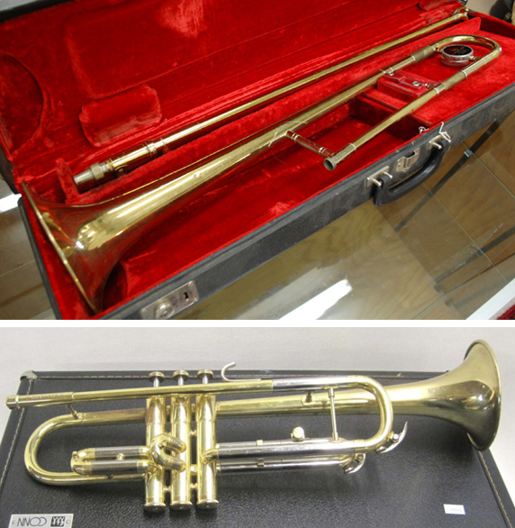 TWO BRASS MUSICAL INSTRUMENTS Conn