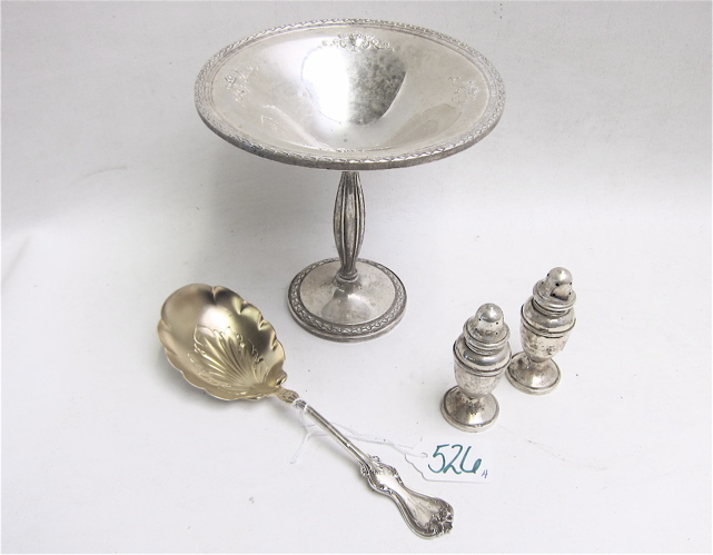 THREE STERLING HOLLOWWARE AND ONE FLATWARE