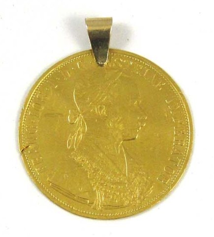 AN AUSTRIAN GOLD COIN PENDANT featuring 16dd6a
