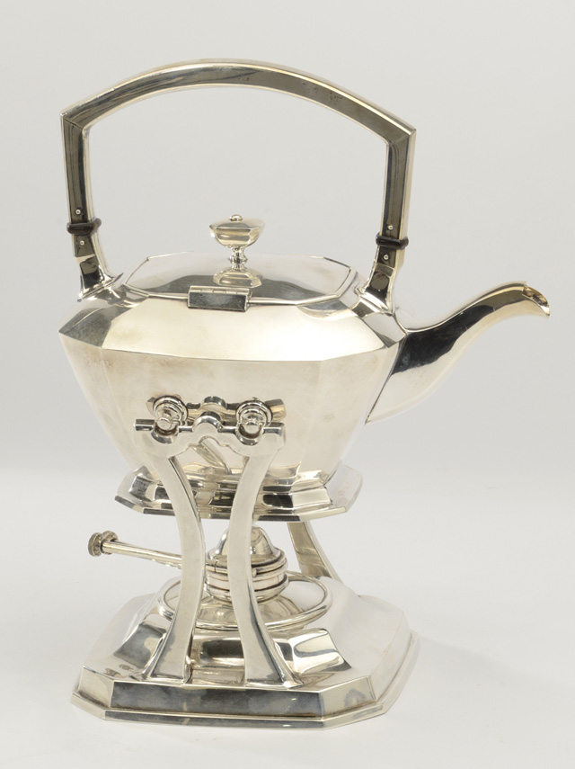 .950 FINE SILVER TEAPOT AND WARMING