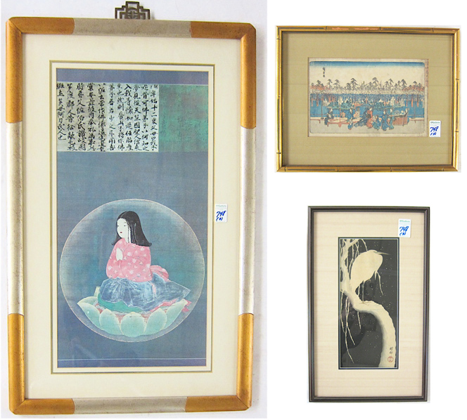 TWO JAPANESE COLOR WOODCUTS & a Chinese
