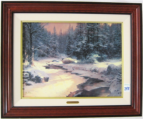 THOMAS KINKADE COLOR LITHOGRAPH ON CANVAS