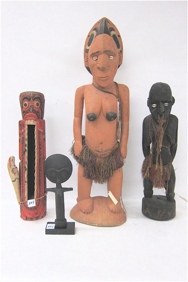 FOUR FIGURAL TRIBAL WOOD CARVINGS  16ddfa