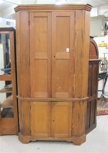 PINE CORNER CUPBOARD American 19th