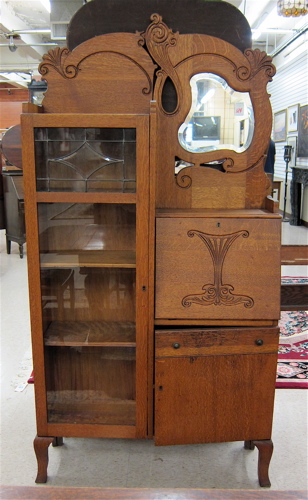 LATE VICTORIAN OAK SECRETARY BOOKCASE